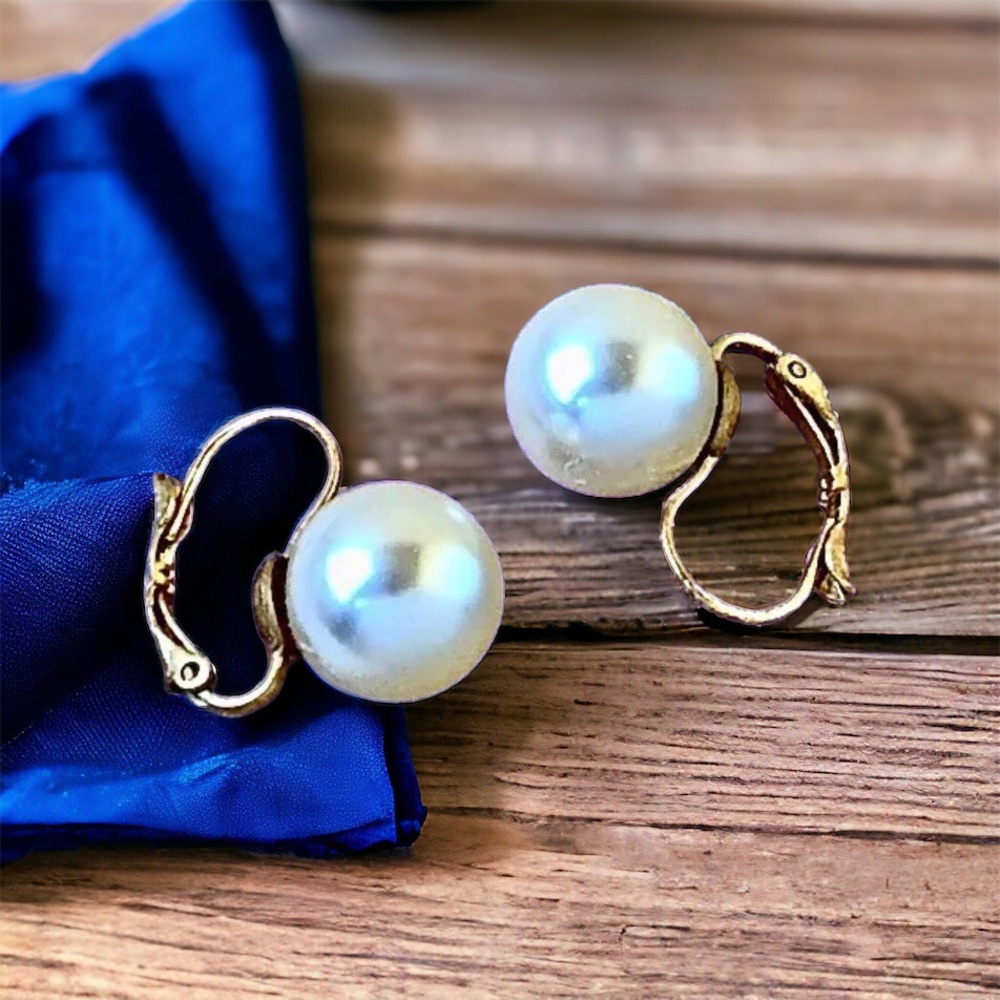 Joan Rivers Vintage Classic Earrings REMOVEABLE Pearl Clip-On Goldtone